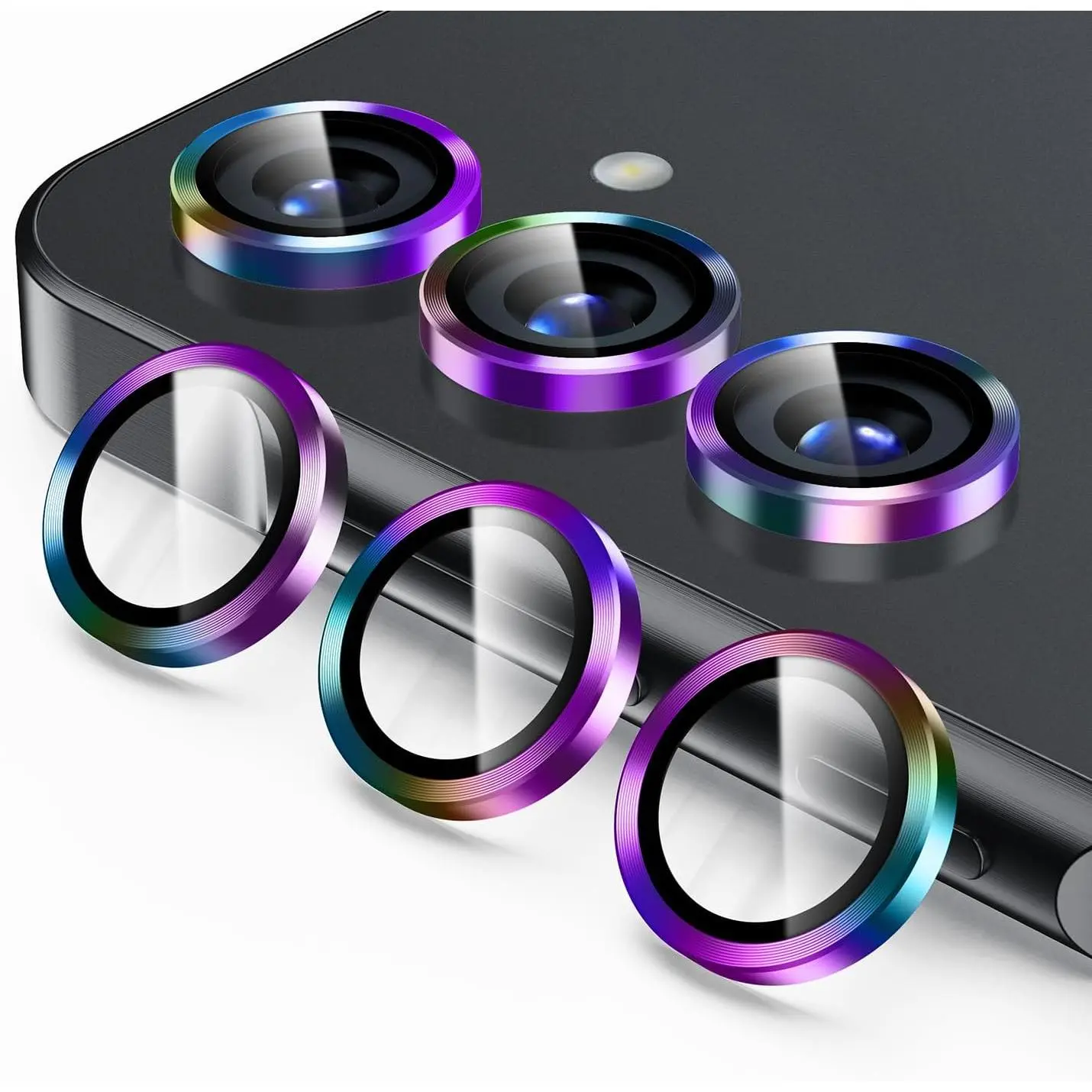 Galaxy S24 Camera Lens Protector, Colorful | 9H Tempered Glass, Anti Scratch, Shockproof,Metal Ring