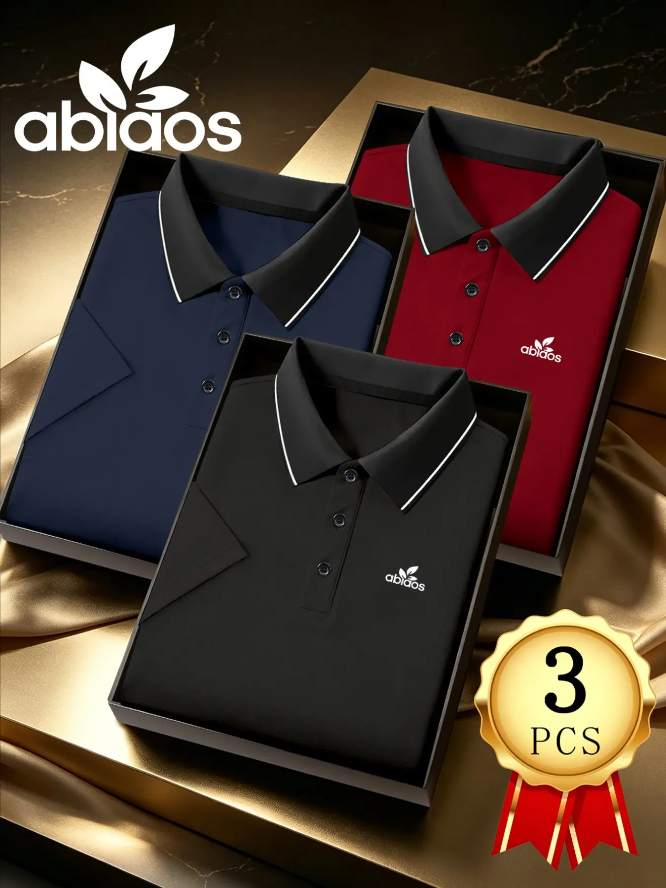 Men's Quick-Dry Polo Shirts Set, Geometric Print, Sporty Fitted Design, Breathable & Comfortable, All-Season Wear, High-Quality Fabric