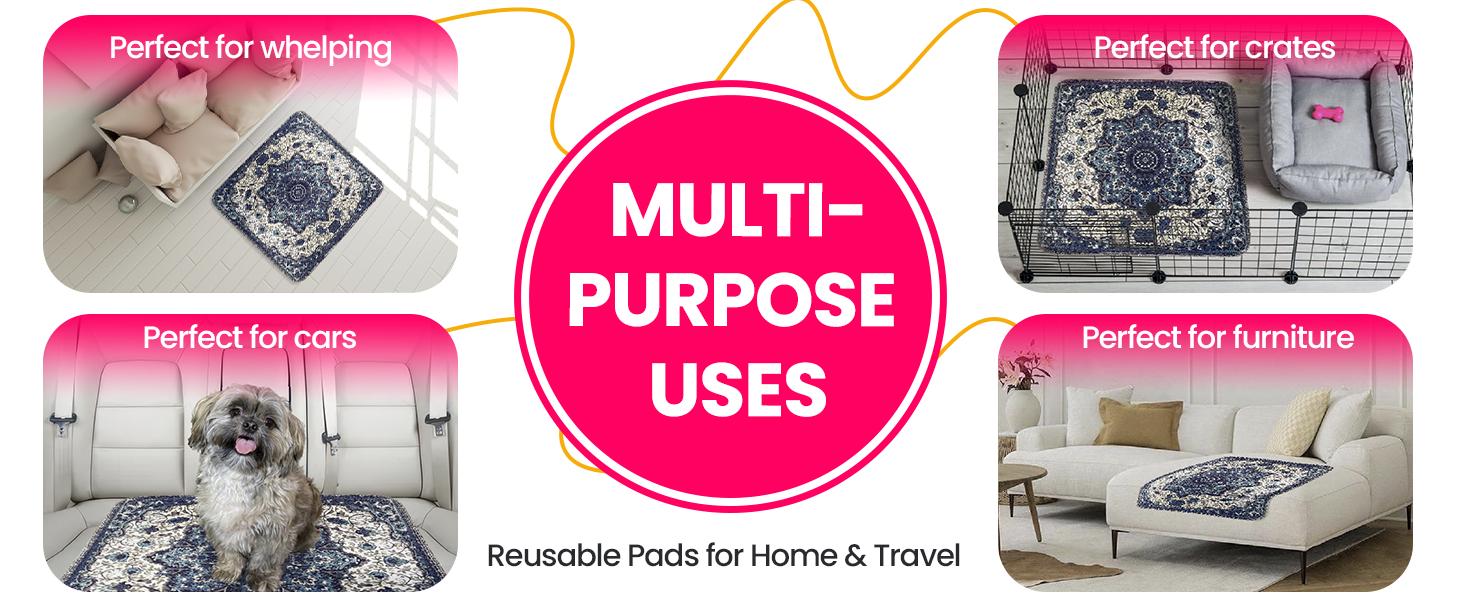 Washable Pee Pads for Dogs and Cats - Super Absorbent Reusable Puppy Training Pads - 100% Waterproof, Leak-Proof & Non-Slip Whelping Pads for Pet Housebreaking Washable Pee Pads for Dogs and Cats - Super Absorbent Reusable Puppy Training Pads - 100% Waterproof, Leak-Proof & Non-Slip Whelping Pads for Pet Housebreaking