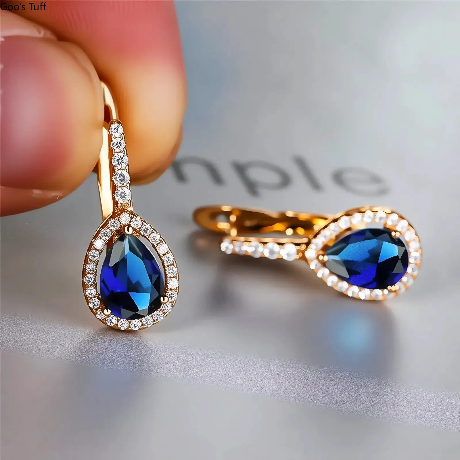 Women's French-Style Teardrop Simulated Sapphire Stud Earrings, Delicate Blush Pink Costume Jewelry for Daily & Casual Wear
