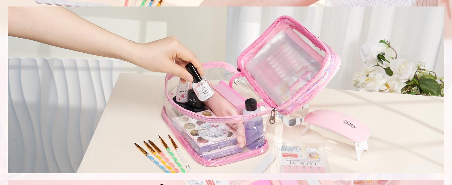 Nail Kit for Beginners with Everything: Professional Nail Acrylic Powder Liquid Set with Practice Hand Drill U V Light in Cosmetic Bag for Women Salon Home (Pink) Nail Kit for Beginners with Everything: Professional Nail Acrylic Powder Liquid Set with Practice Hand Drill U V Light in Cosmetic Bag for Women Salon Home (Pink)