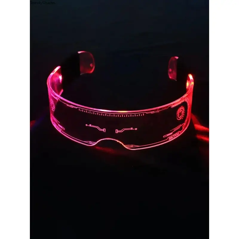 Y2K Luminous LED Punk Sunglasses Glow In Dark Future Tech Eyewear Party Club Music Festival Beach Vacation Accessory