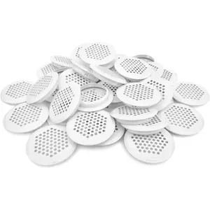 40Pcs Circular Air Vents 2.1 Inch(53mm) Soffit Vents Stainless Steel Round Vent Mesh Hole Louver for Cabinets, Wardrobes, Shoe Cabinets, Sundry Cabinets and Honey Bee Hive Box (White)