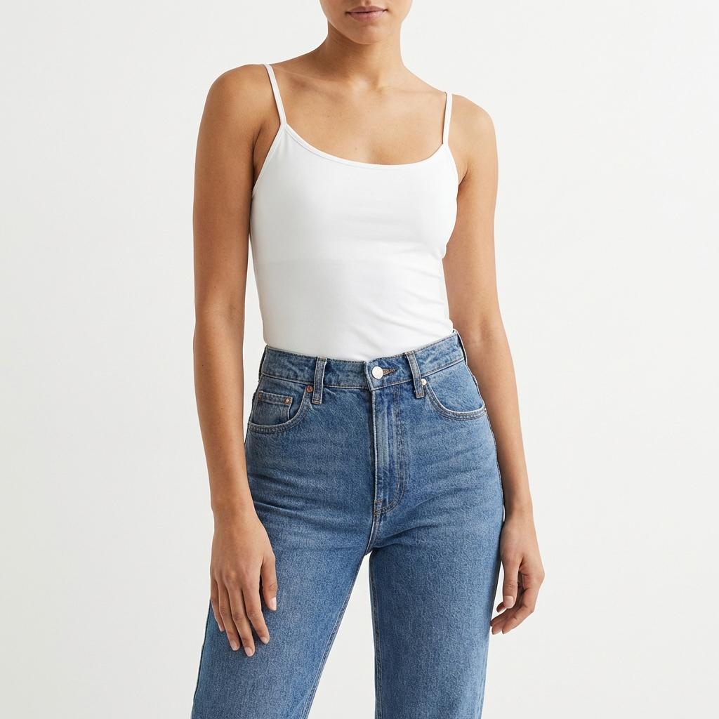 Women's Basic Black & White Slim Fit Cami Tank Top