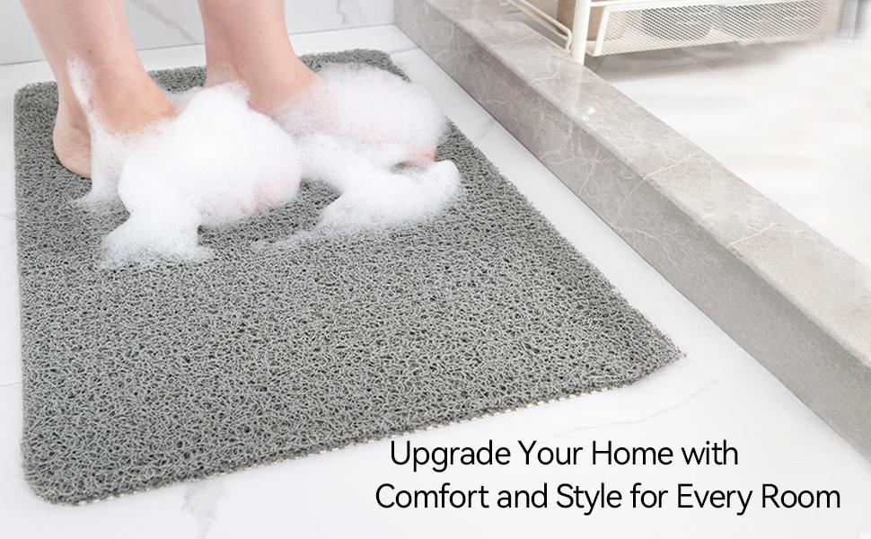 Non Slip Bathtub Mat,Anti Slip Shower Mat,Fast Drying Bath Tub Mats,Foot Scrubber Mat,Anti Slip Mat for Tub,Floor,Bathroom,Home,Kitchen,Hotel (Grey 24x16 Inch)