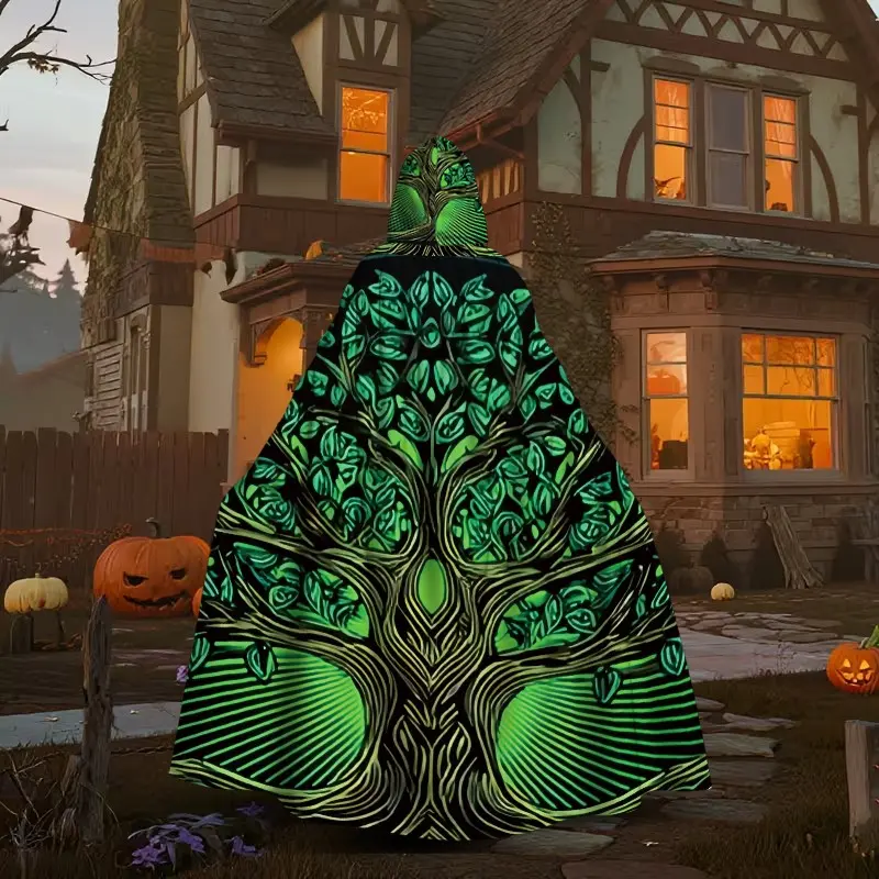 Life Tree Hooded Cape, Halloween Party Costume, Cosplay Hooded Cloak, Role Play Theme Event, Outdoor Activity Gear
