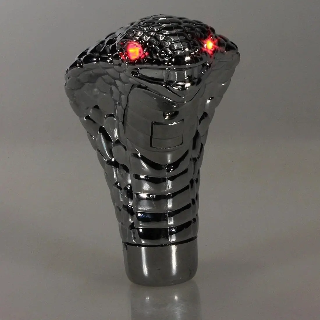Universal Chrome Red Blue Santa Claus 3D LED Night Light Eyes Car Cobra Manual Gear Shift Knob Snake Shifter, Silver, 10X7x2.5 Cm