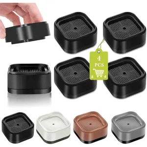 4 Pack 1 Inch Adjustable Heavy Duty Square Stackable Furniture Risers Blocks, Lift Height 1", 2" or 3", Black Risers for Bed Table Desk Couch Chair Sofa Cabinet Dorm