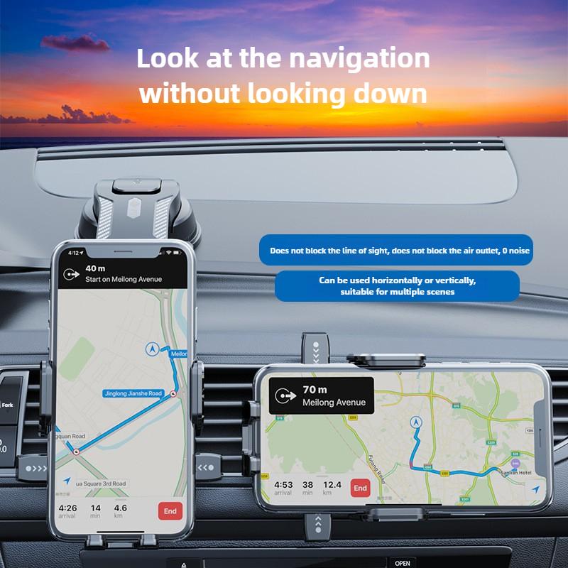 Car Phone Holder Universal Suction Cup Stable In-car Interior Navigation Mounting Stand dashboard secure hold auto-clamping mount clamp clip hook