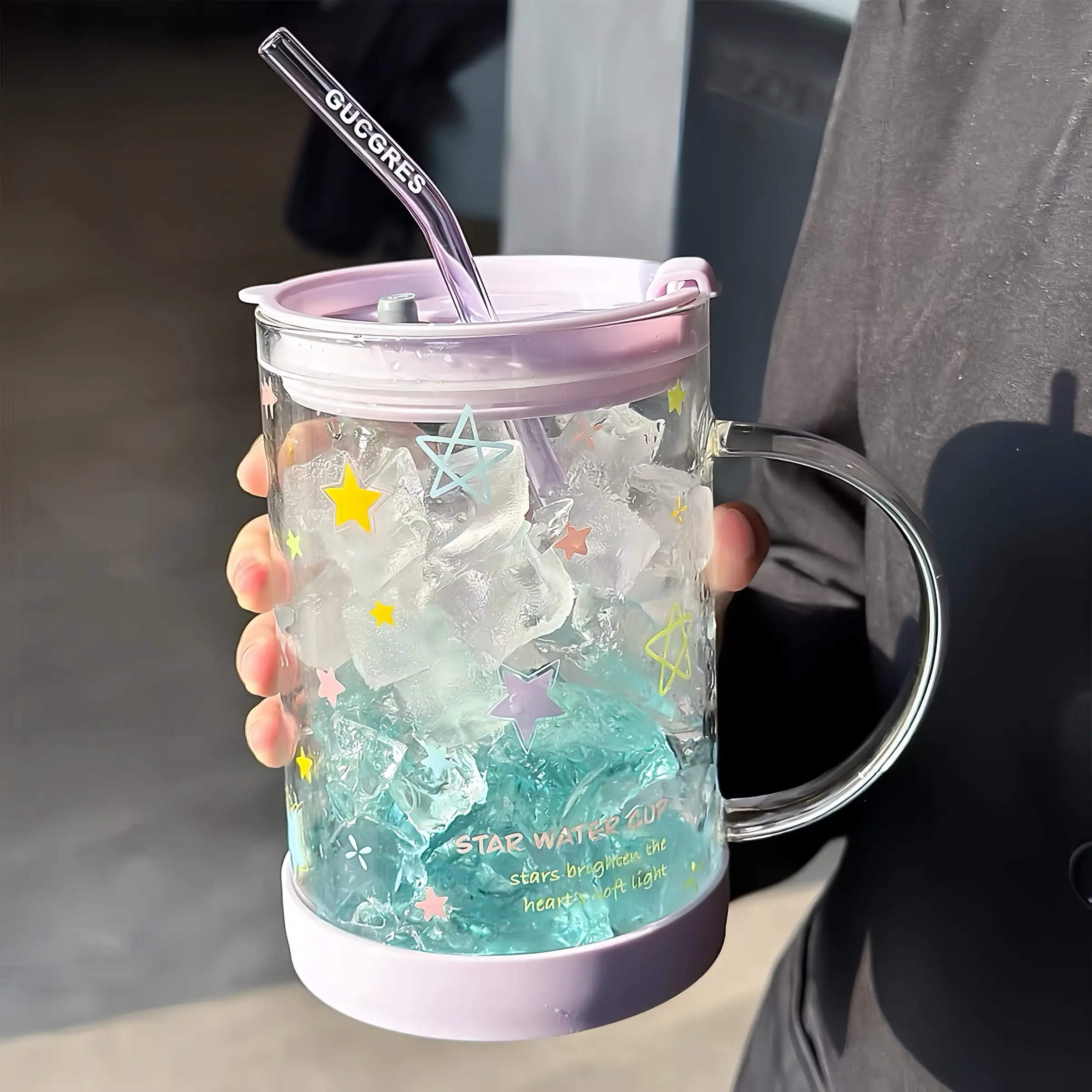 1000ML High Borosilicate Glass Liquid Measuring Cup with Lid and Handle, Clear Multifunctional Graduated Cup, Kitchen Milk Coffee Cup, Gift