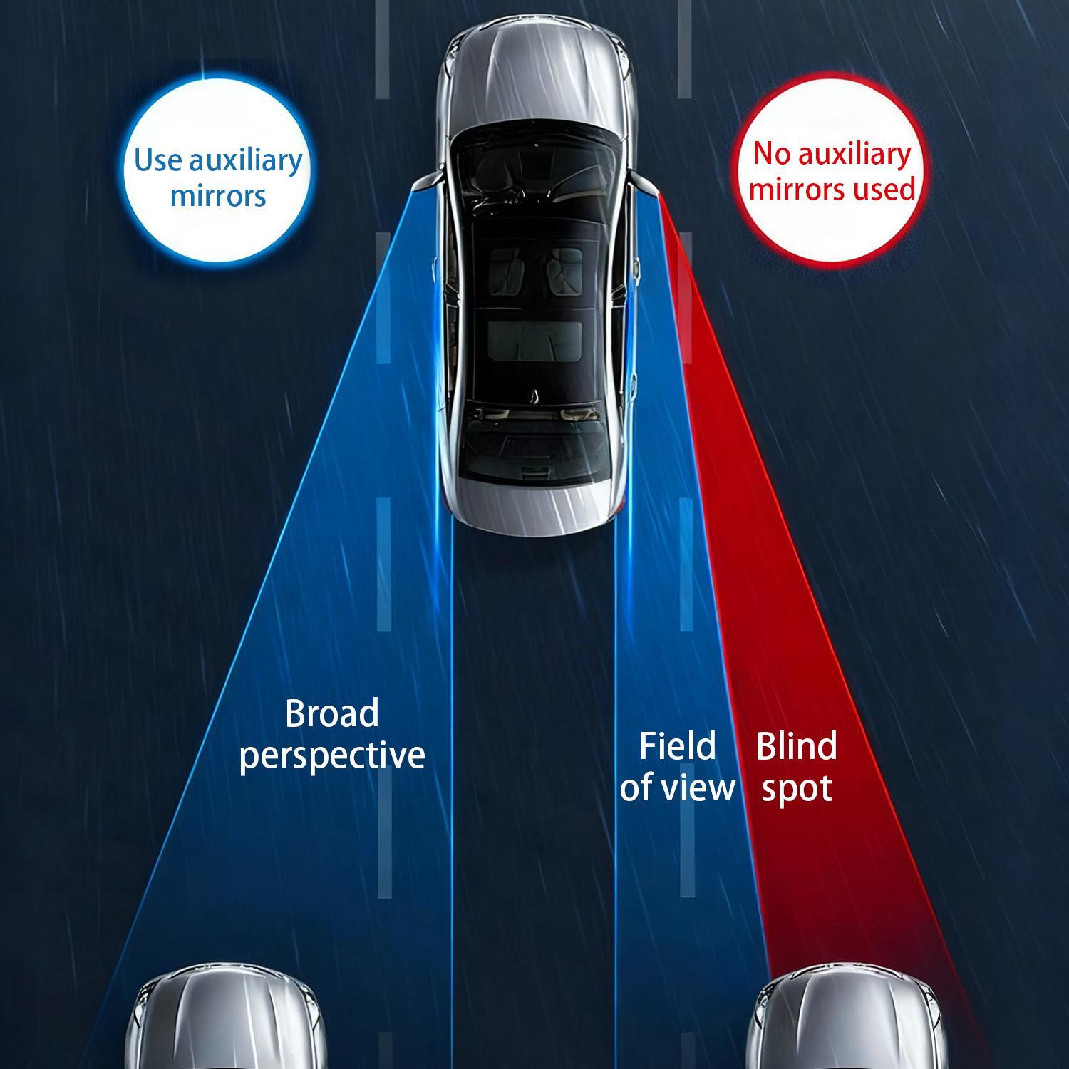 2pcs Carbon Fiber Textured Blind Spot Mirrors with 360° Rotation, Convex Rain Guard & Left Side Installation - Fit for All Cars, Trucks, SUVs - Keeps You Dry in Rain, Enhances Visibility, Vehicle Safety Accessories, Modern Car Accessory, Durable Mirror
