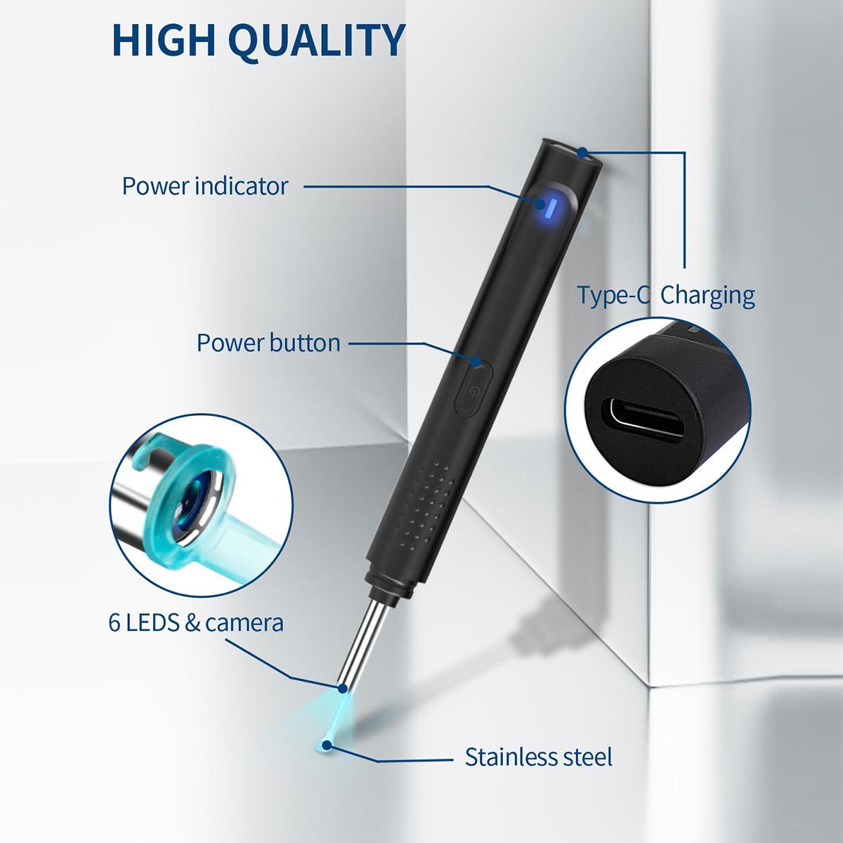 Intelligent Visual Ear Scoop, 7 Counts/set Ear Wax Removal Tool, HD Wireless Ear Otoscope with LED Lights & Ear Spoon Tools, Ear Wax Removal Kit