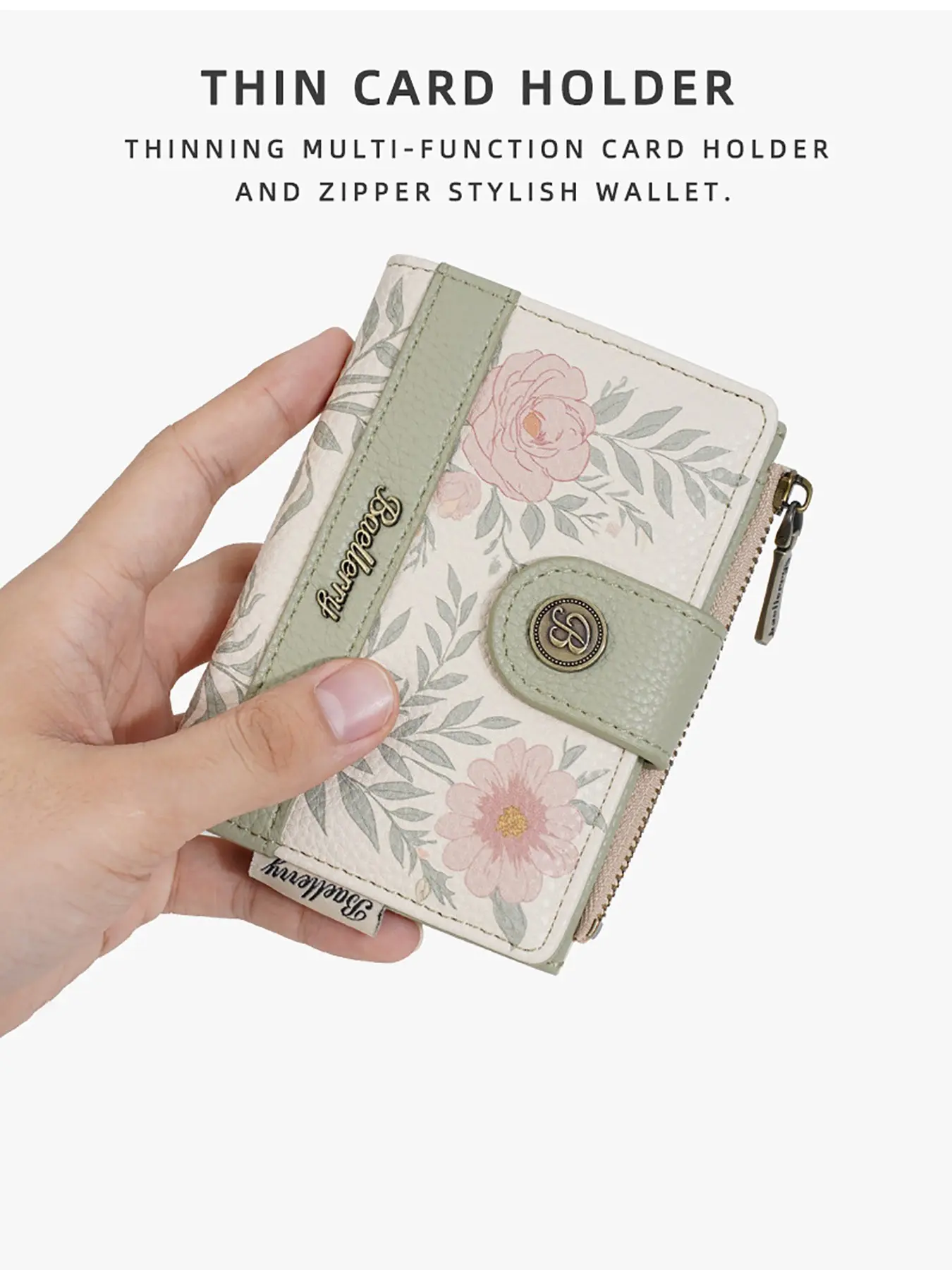 New Women's Fashion Short Wallet, Rose Floral Print Multi-Card Holder, Stylish Zipper Coin Purse, Cute Girl Small Wallet, Daily Commute, Holiday Gift