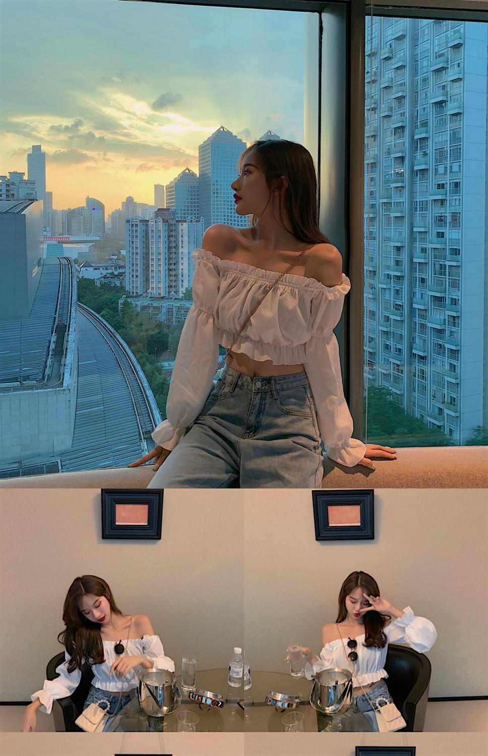 Women Top Sexy Blouse Off Shoulder Top Long Sleeve Club Party White Shirt Puff Sleeve Ruffle Crop Top Summer Tube Top