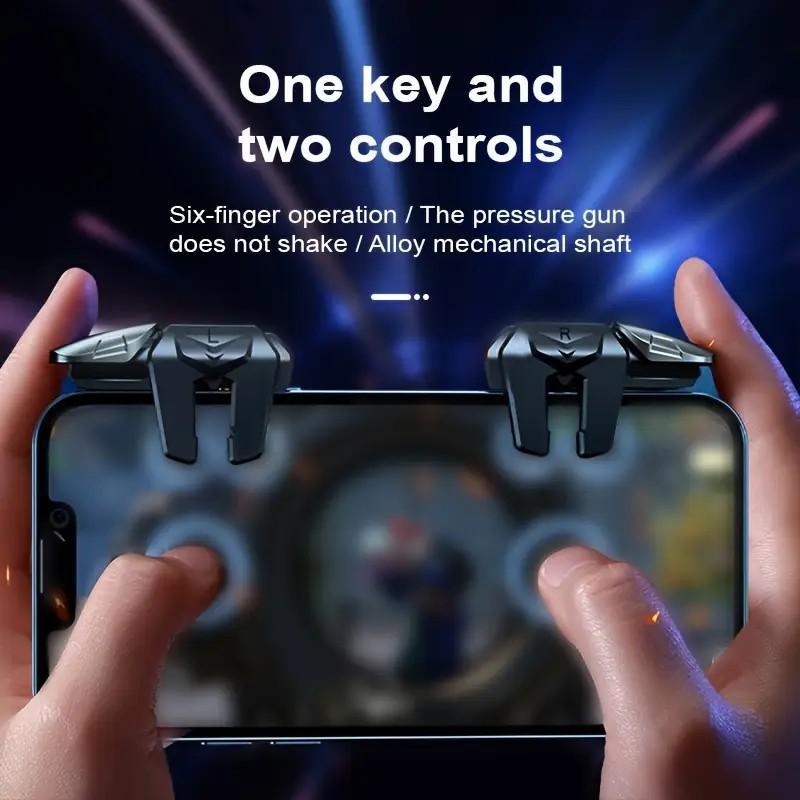 Six Finger Design Phone Game Controller, Finger Trigger Smartphone Game Handle, Mobile Phone Game Accessories, Gaming Items, Game Pad, Portable, Durability