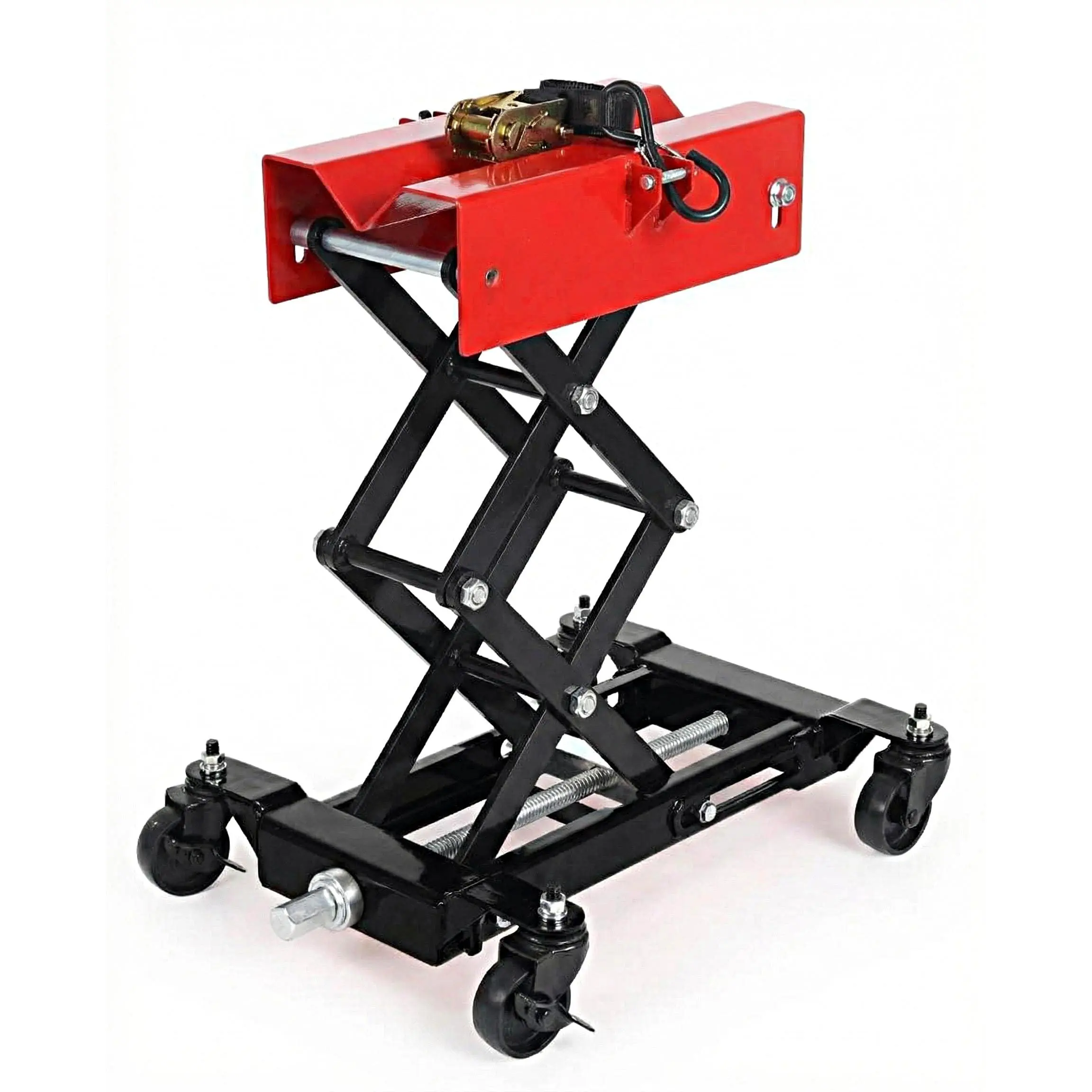 450 LB Low Profile Transmission Jack, Adjustable Height 7-23 Inch. Heavy Duty Steel Under-Hoist Support for Auto Repair. 360° Wheels with Brakes, Safety Strap. For Garage, Workshop, DIY Mechanics. Stable Lifting Tool