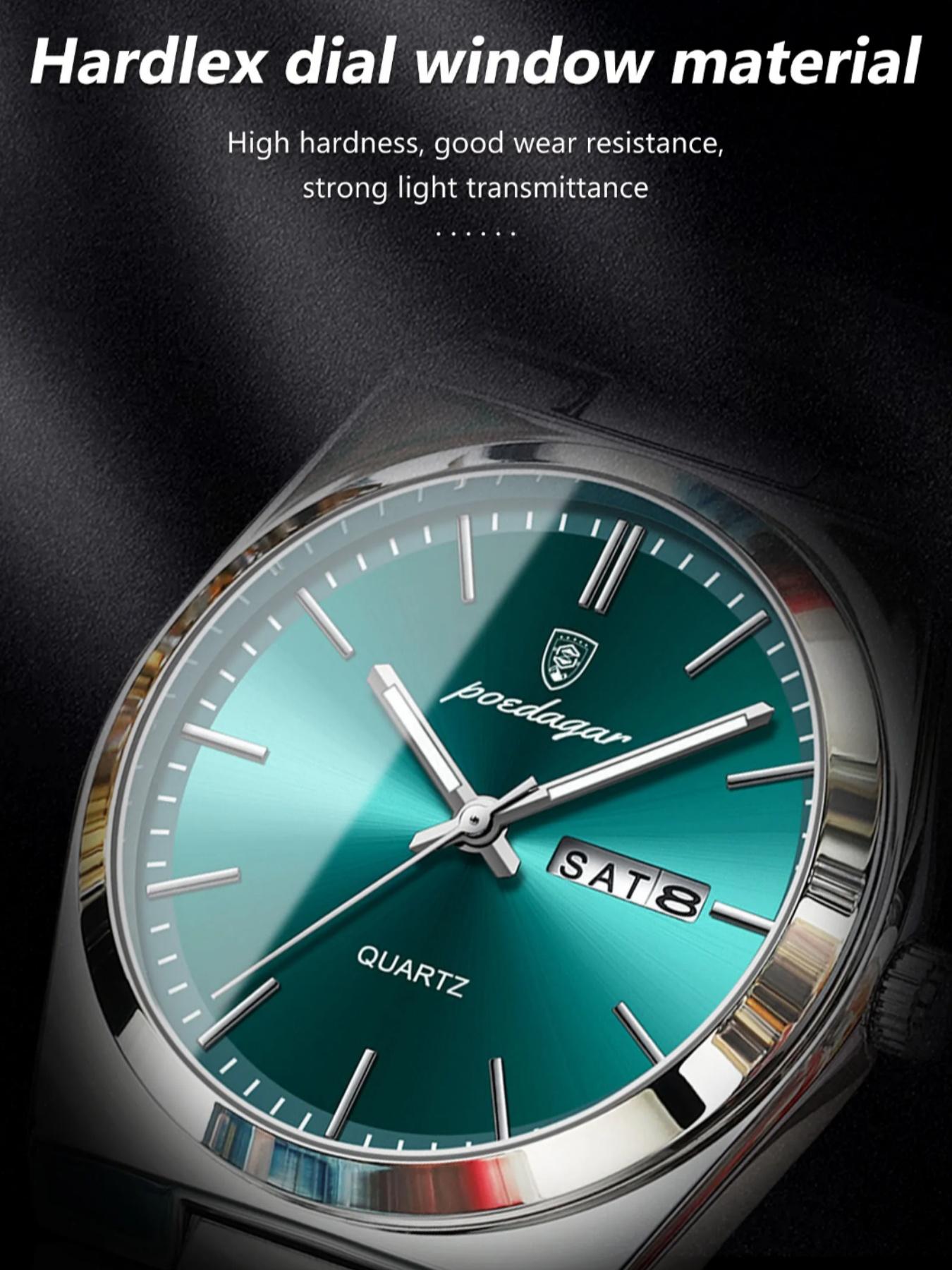 Men's Round Dial Analog Quartz Watch with Stainless Steel Strap, Business Fashion Watch, Modern Fashionable Wristwatch