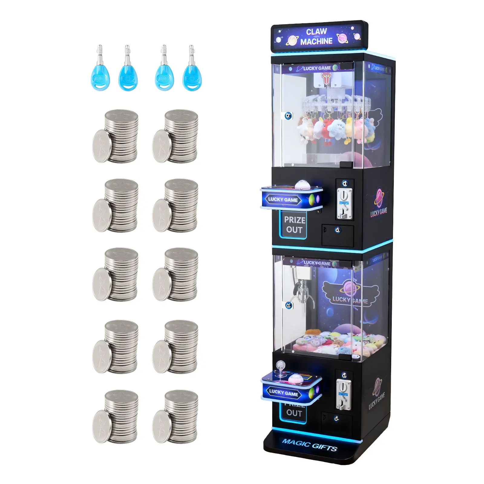VEVOR Claw Crane Machine, Medium-Sized Arcade Game Machine with Claw+ Grabber Double-Layer, Light Sound, Toy Candy Grabber Prize Dispenser Vending Toy, for Commercial Home Cinema, Black Purple