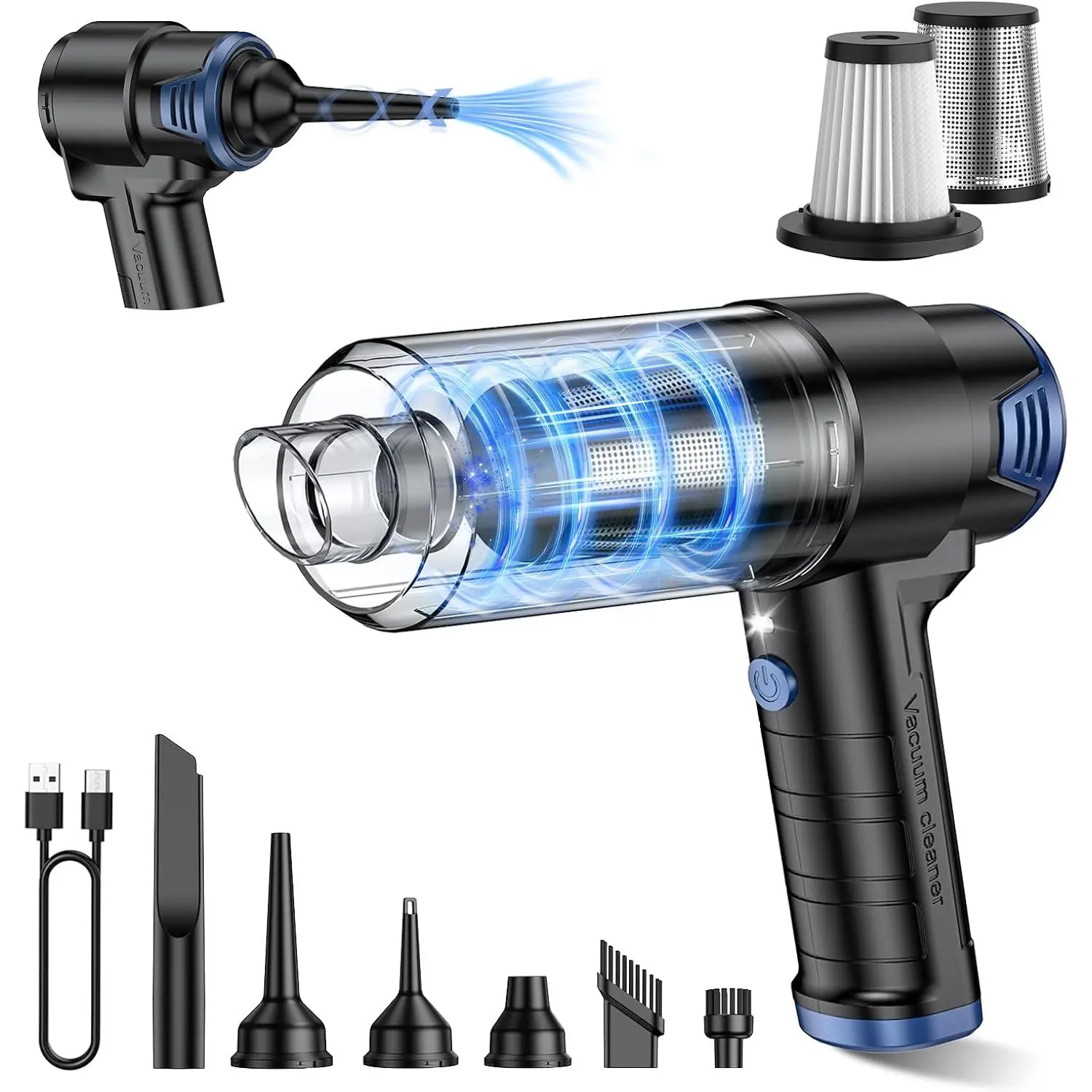 Handheld  Vacuum Cleaner Cordless with 16000PA  Suction, 4-in-1 Portable Mini Vacuum Cleaner & Air Duster with Multi-Accessories, Hand Held Vacuum Cordless Rechargeable for