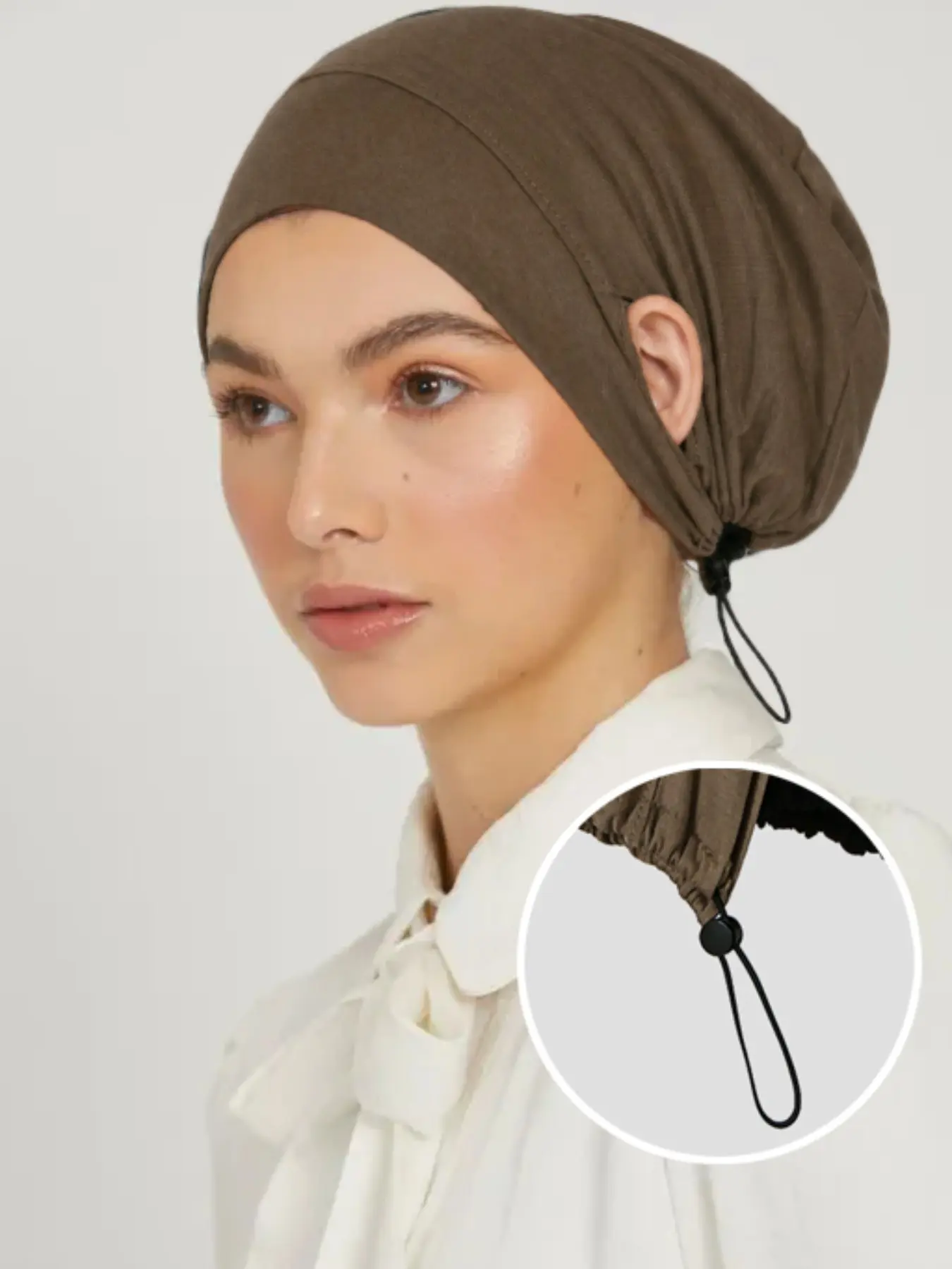 Women's Plain Ear-Exposed Tie Hat, Adjustable Jersey Hijab, Casual Comfortable Breathable, Ideal for Daily Wear, All Seasons, Abaya Accessory