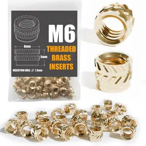 Heat Set Threaded Insert, Brass Inserts - Heat Set Inserts for  Printing, Plastic  & Prototyping | Metric Knurled Nuts for Secure Fastening (M6 x 8 OD x 5 L - 50 count)
