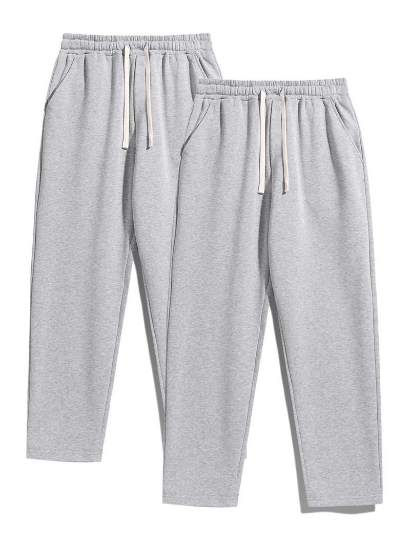 Men's Drawstring Waist Sweatpants, Athleisure Style Regular Fit Pants with Pockets for Fall & Winter, Casual Men's Trousers, Sports Bottoms