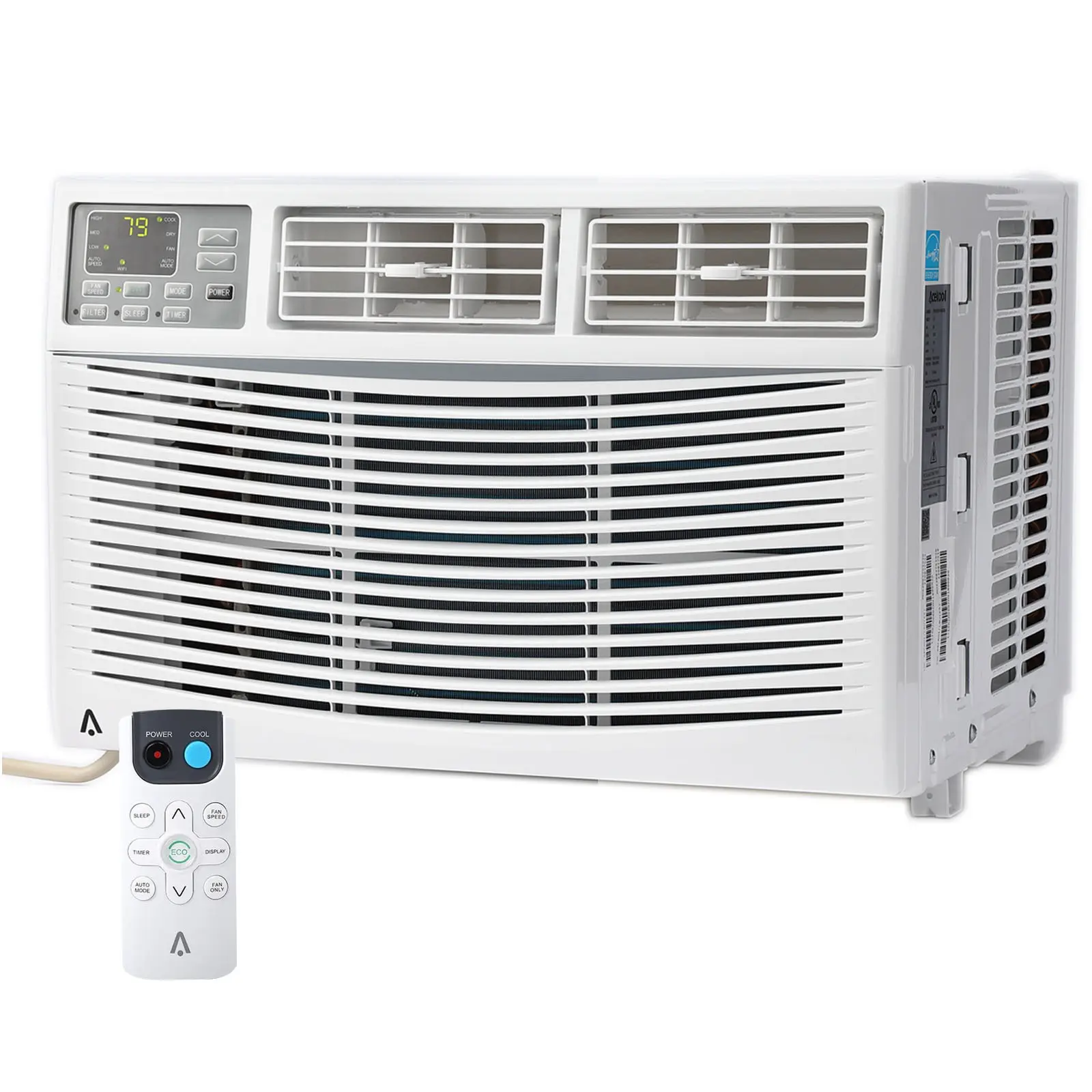8000 BTU Smart Window AC - WiFi Enabled Air Conditioner for 350 Sq.Ft Rooms, 11 EER Quiet 51dB Cooling w/App Control, Digital Display & Remote (Fits 23"-34" Windows)