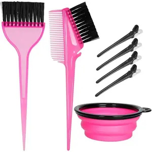 Hair Dye Color Brh and Bowl Set, Color Bowl Brhes Tool Mixing Bowl Kit Tint Comb for Hair Tint Dying Coloring Applicator (Pink&Black)