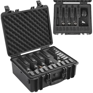 VEVOR Hard Pistol Cases with Pre - cut PU Foam, Waterproof Dustproof Hard Gun Case for 1 Pistol, 12.59×9.01×4.4 in Lockable Pistol Case, Black