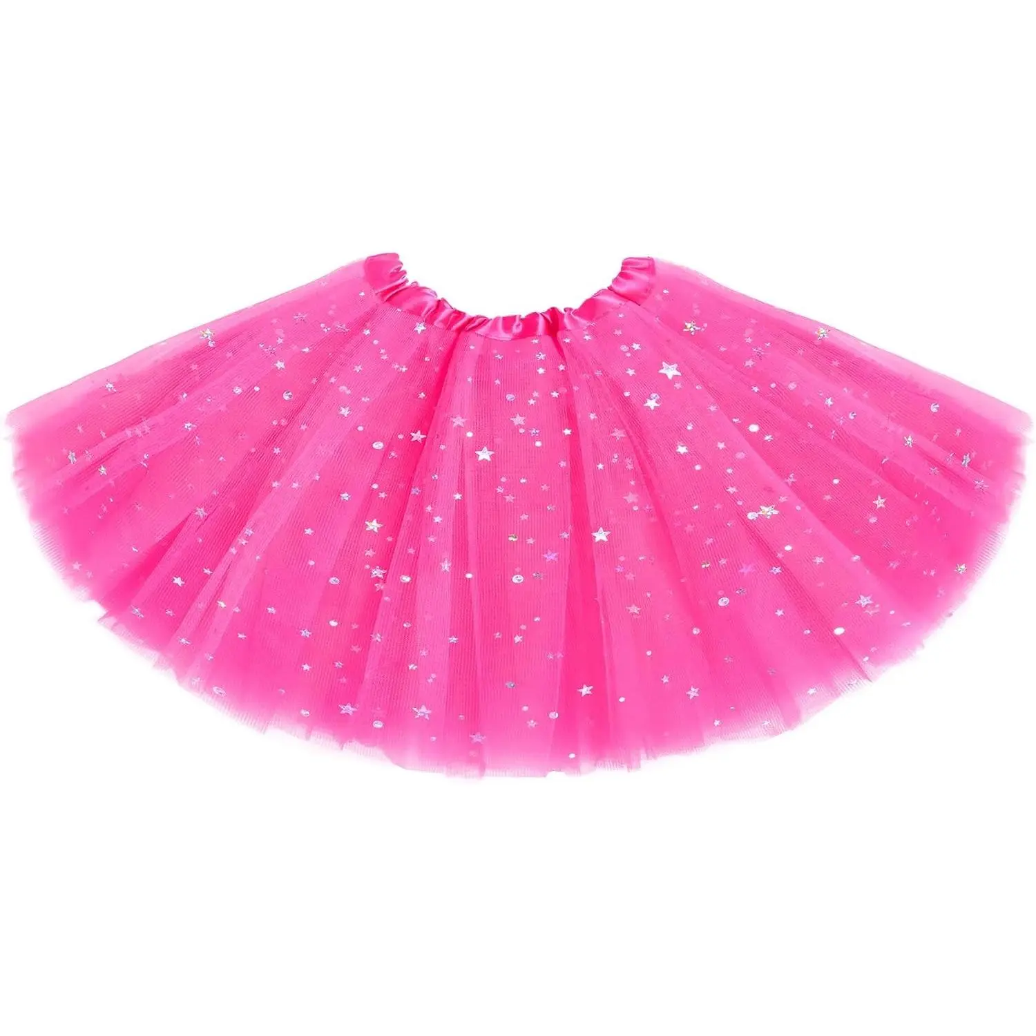 Stars Sequins Princess Ballet Tutu Dress with Tulle Skirt for Girls 4-12 Years 3 LayeredGift