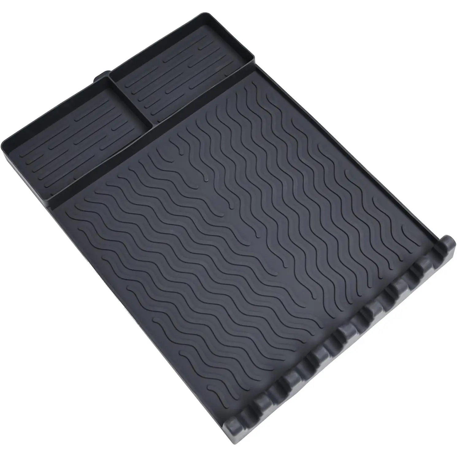 Grill Mat for Flat Top, Heat Resistant Griddle Tool Mat, Black | Durable grill mat protects countertops from heat and stains. Non-slip design holds tools securely.  wipe or rinse.