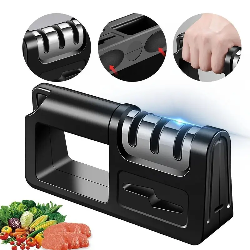 Kitchen Knife Sharpener and Scissor Sharpeners, 4-in-1 Kitchenware Knife Sharpener, Safely Sharpen Knives