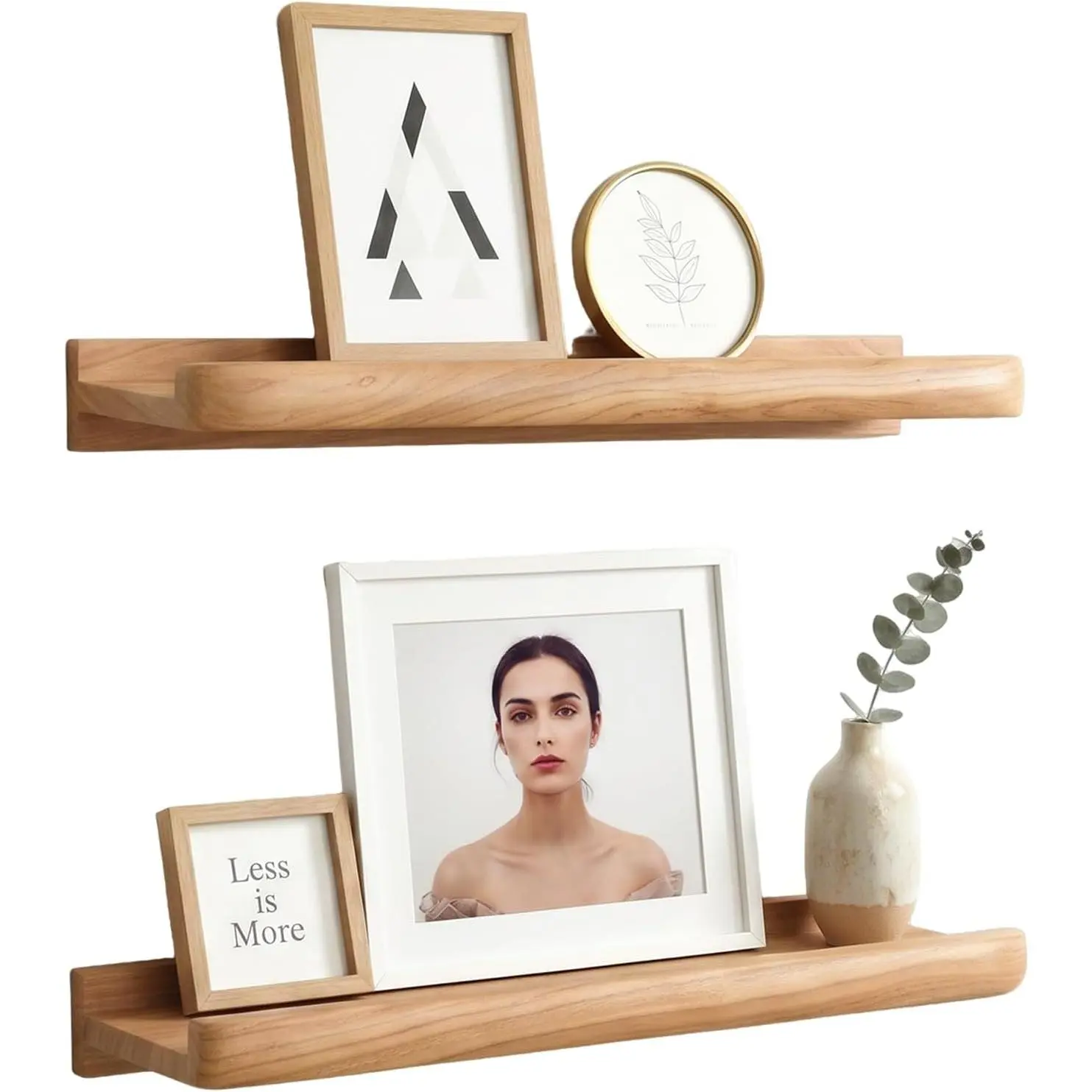 WELLAND Rustic Cedar Wood Floating Shelves Set of 2, Live Edge Wall Mounted Picture Ledge for Photos, Frames, Plants & Decor for Bedroom, Bathroom & Living Room (16" x 5.2" x 1.2")