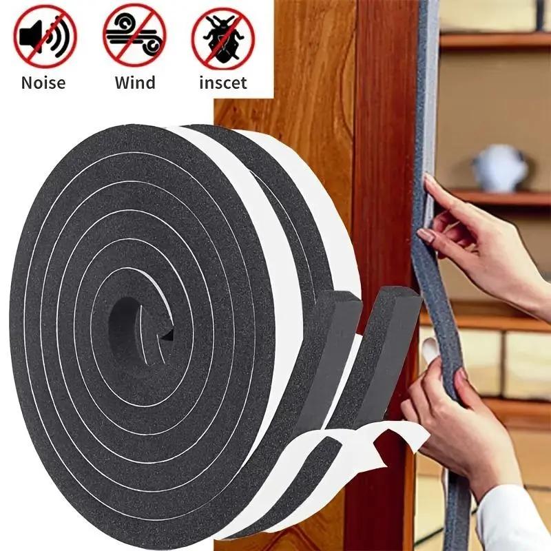 Yitape High Density PU Foam Self-Adhesive Window Seal Strip, 0.59 Inch Wide X 13.12 Feet Long, Soundproof Wind Barrier Fire Retardant, Adhesive Tape Strips
