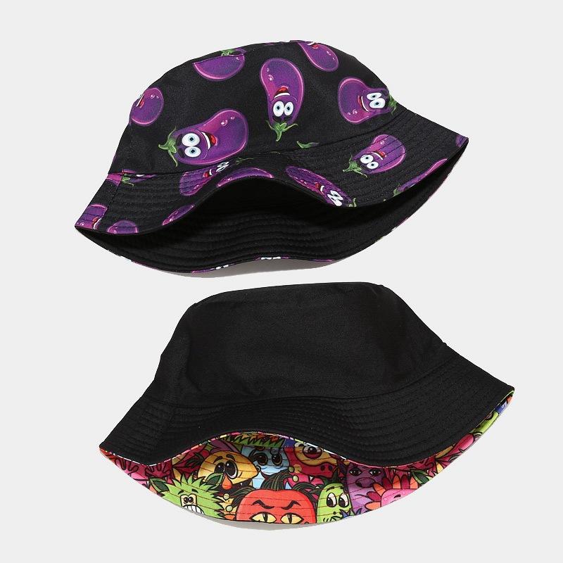 Wholesale bucket hat various vegetable pattern fisherman hat sun hat fedora hat pepper cucumber eggplant wholesale price панама