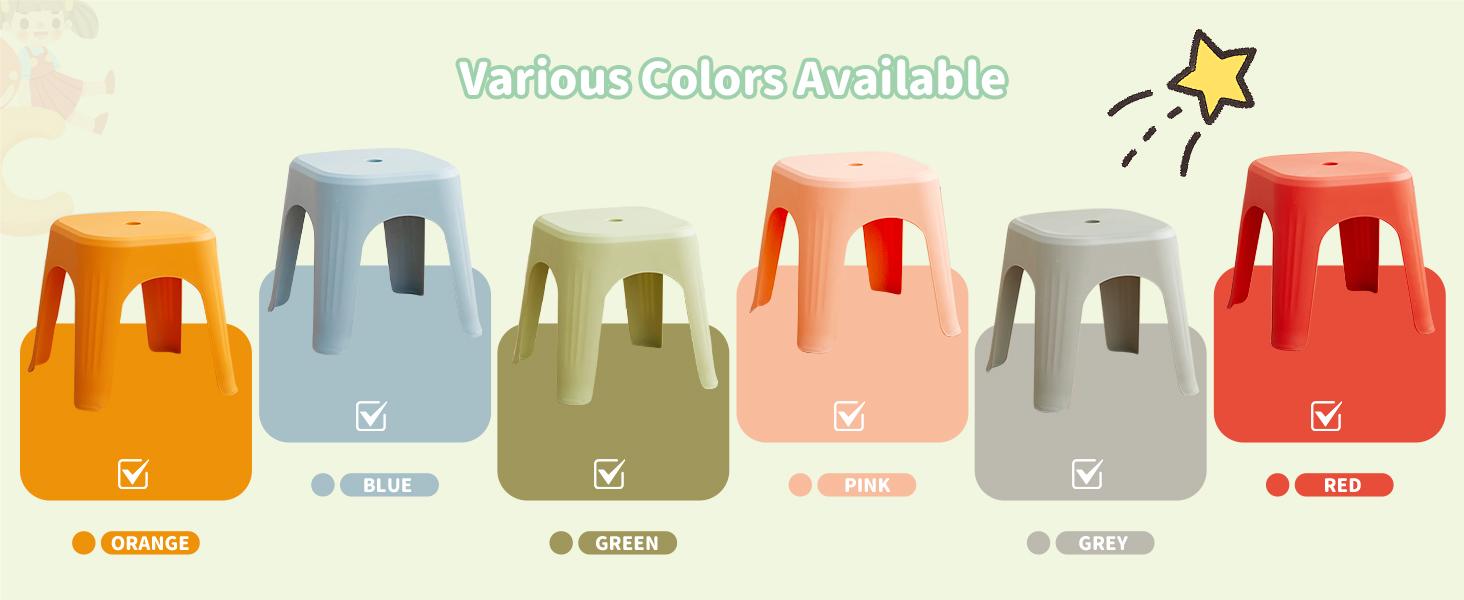 6 Pack School Plastic Stackable Stools, 11.8 Inch Height Colorful Nesting Stools, Portable Backless Stool for Classroom Students, Flexible Seating Chairs for School Home Office