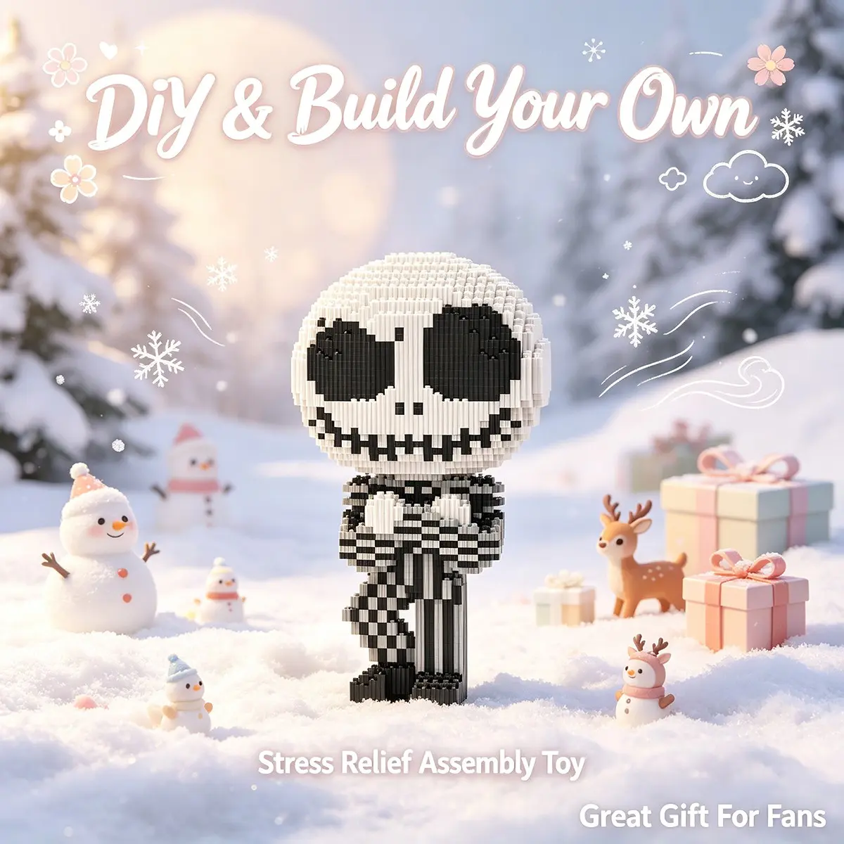 Time Gear Cute Panda 3D Puzzle Block Ornament, Home Office Decor, Party Decoration, Ideal Gift, Handmade Craft, Lightweight Statue