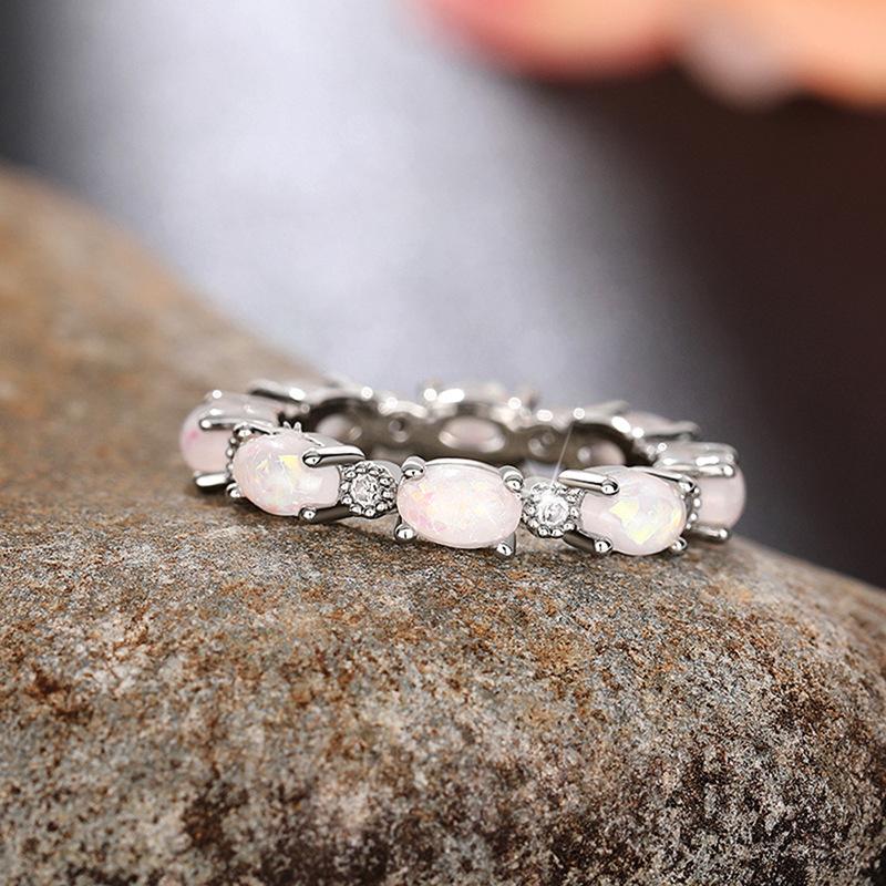 Bestselling Bridal Oval Opal Stackable Ring | Rose Gold Plated Full Eternity Band for Women