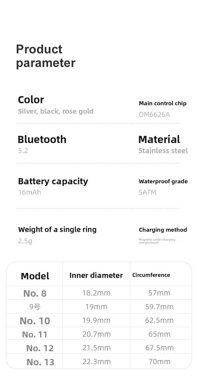 R13 Smart Ring Blood Oxygen Monitor Step Counter Sleep Tracker Bluetooth Fitness Activity Tracker for Health Monitoring Sports Exercise Tracking with Display