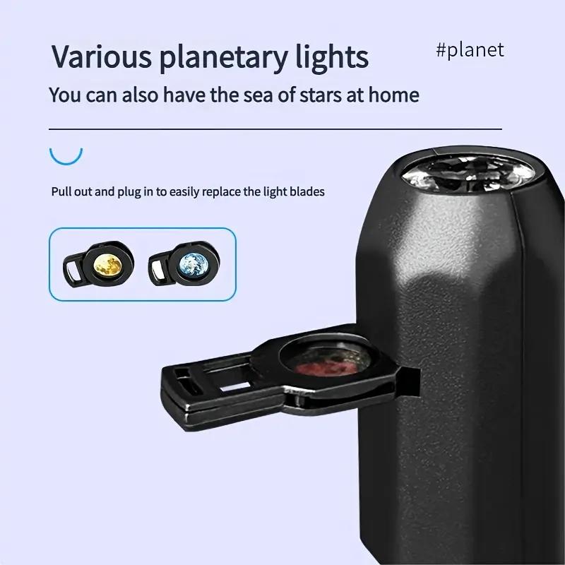 3 Interchangeable Pattern LED Planet Projector Lights, Portable LED Planet Moon Projector Light, USB LED Projector Light (360° Rotatable), Suitable for Bedroom, Living Room, Car Ceiling LED Night Light - Creative Decoration And Gifts