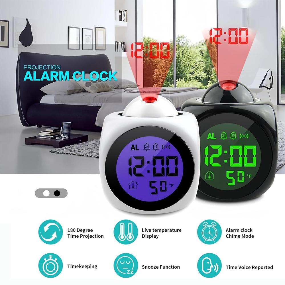 Creative Digital Alarm Clock, 1 Count Desktop Clock with Temperature Display, LED Projection Alarm Clock, Home Decor, Gift for Friend