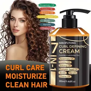 Curl Cream with 7-in-1 Hair Oil - Infused with Biota Essence, Rosemary Oil, Castor Oil, Babassu Oil, Argan Oil, Ginger Oil & Coconut Oil. Deep Moisture, Radiant Shine, Long-Lasting Voluminous Style. Perfect for Waves