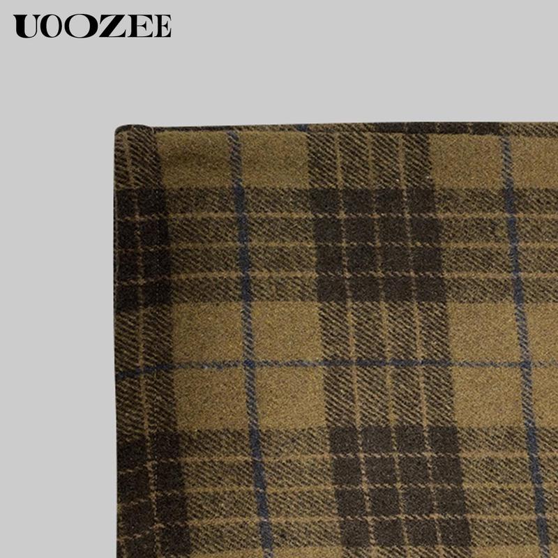 UOOZEE Women's Autumn Winter Retro Classic 2 Piece Blazer Suit, No Belt Pockets Blazer New Long Sleeves Loose Elegant Formal Business Outerwears Jackets & Plaid Pockets High Waisted Loose Full Length Trousers Pants