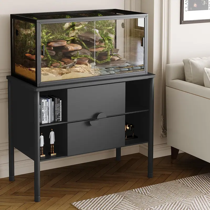120 Gal Rectangle Reptile Terrarium (48"x24"x24") - 6mm Tempered Glass Enclosure, Sliding Door, 270° Full View, UVB-Ready Mesh Top Ventilation, Premium Aluminum Alloy Frame, Stackable Plastic Chemical-Resistant Tank for Lizards, Easy Customization