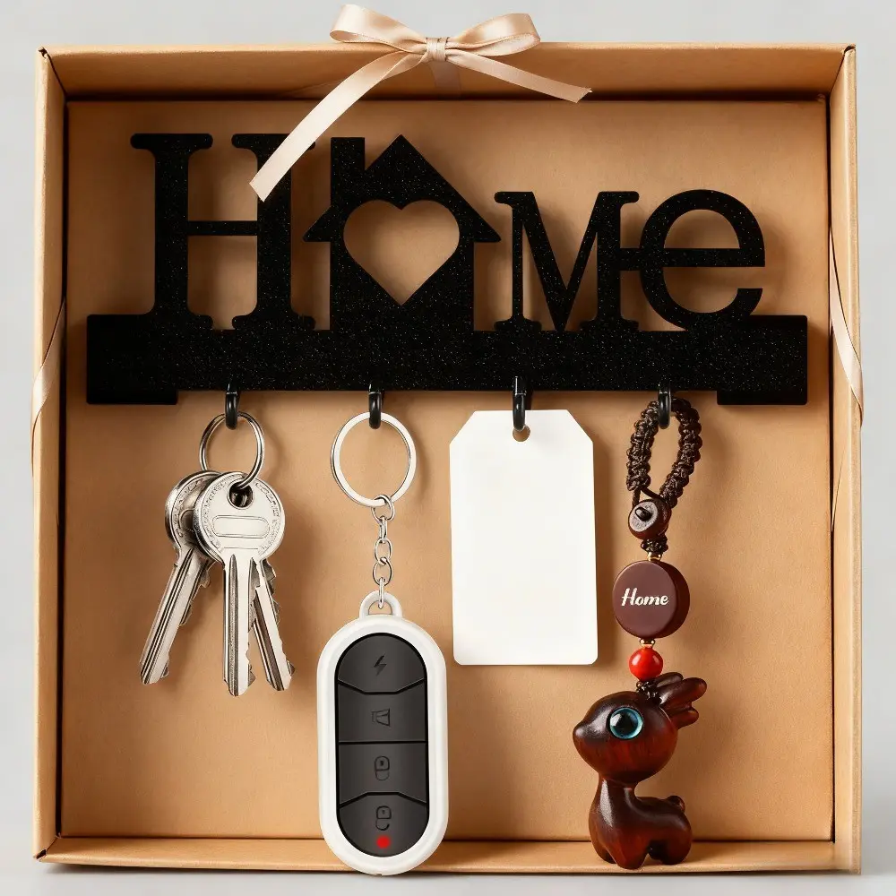 Home care decorative keychain/key holder/wall-mounted storage rack with hooks, wall-mounted hooks, Decoration, includes transparent nano double-sided adhesive, no need for drilling, perfect for decorating the living room.