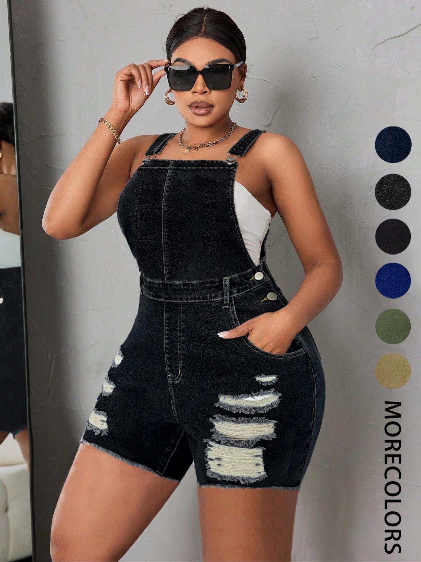 Women's Pocket Denim Overalls, Button Casual Fashion Overalls for Daily Wear, Ladies Clothes for Summer, Everyday