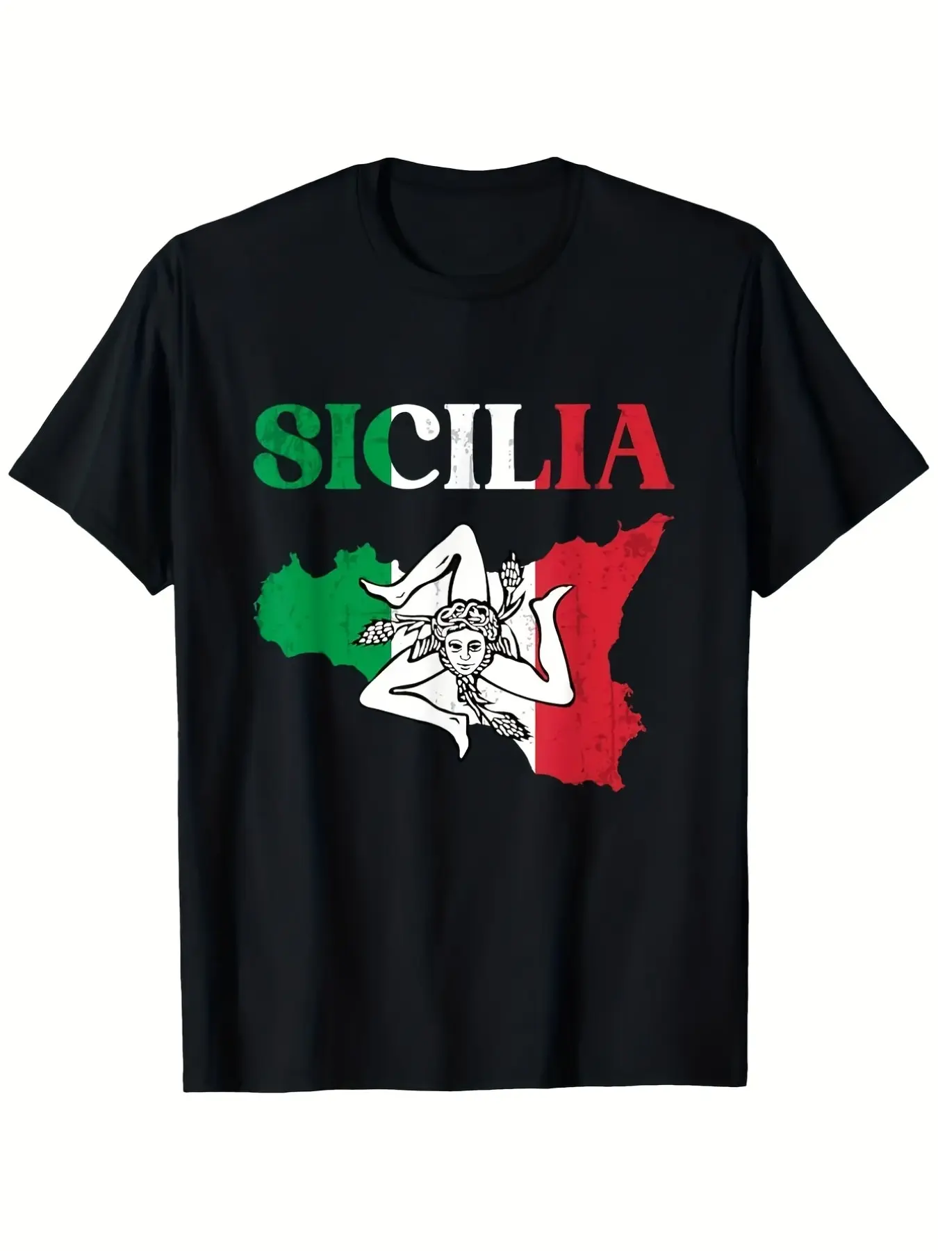 7.5oz Sicilian Flag Palermo Italy Print T-Shirt, Regular Fit, Easter Mother's Day Father's Day Gift