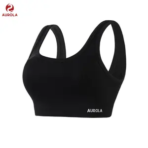 AUROLA Power Womens Square Back Basic Sports Bra - Square Neck Padded Low Impact Yoga Bra Workout Crop Top