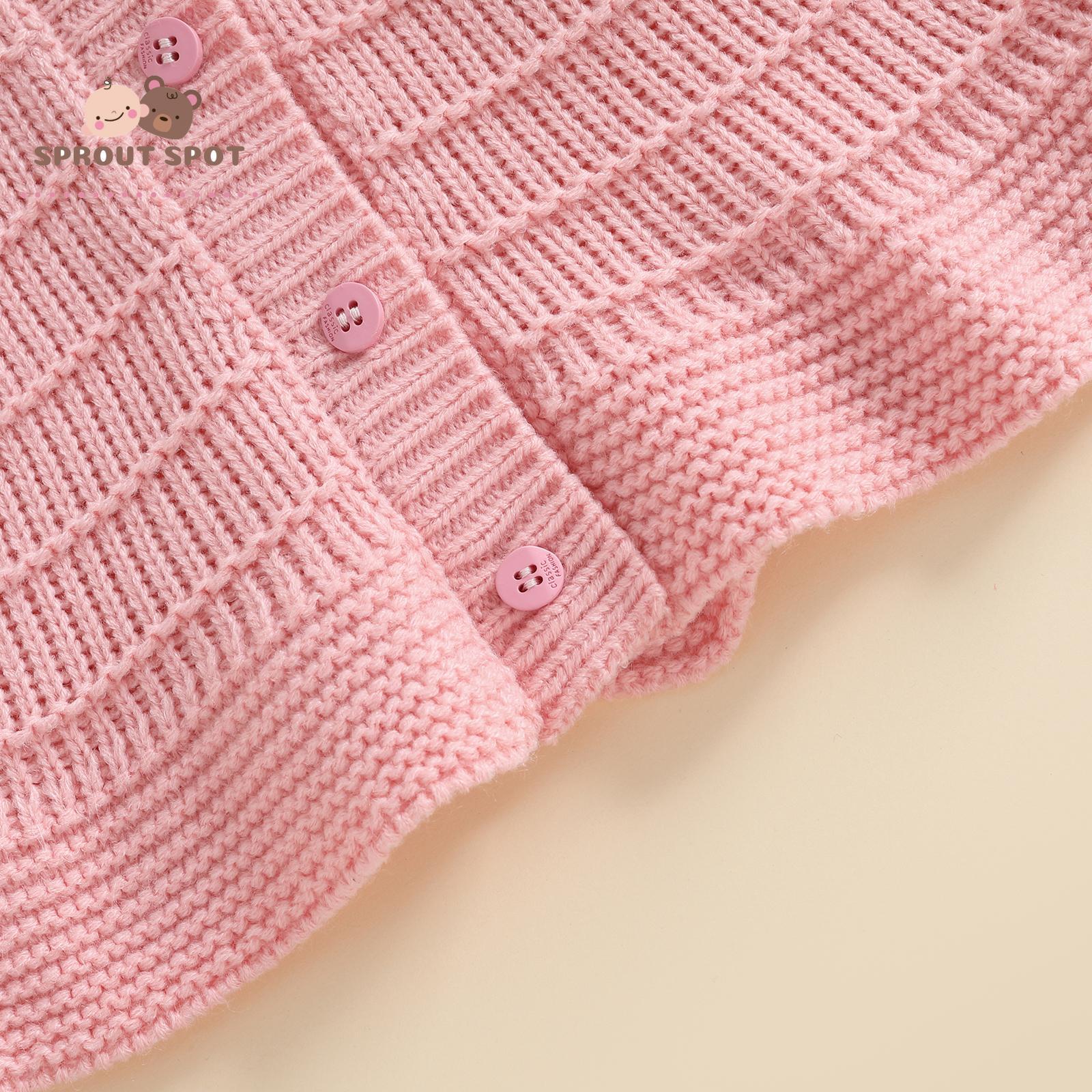Toddler Baby Girl Knitted Cardigan Solid Color Long Sleeve Crew Neck Button-up Sweater Casual Winter Fall Clothes
