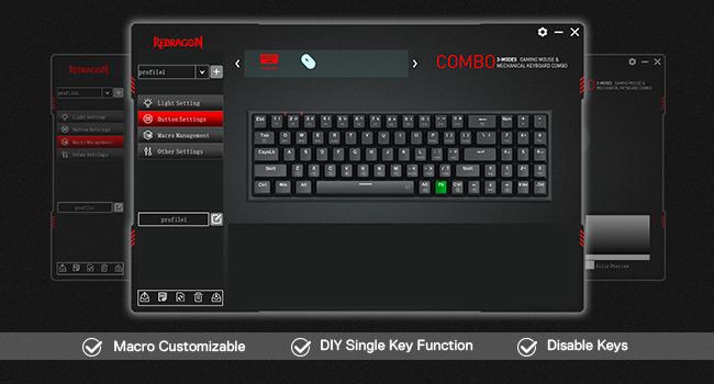 Redragon S136 Gaming Keyboard & Mouse Combo, 75% K628 Tri-Mode Wireless RGB Mechanical Keyboard and 7200 DPI Wireless Gaming Mouse Bundle, Convenient Shared Dongle